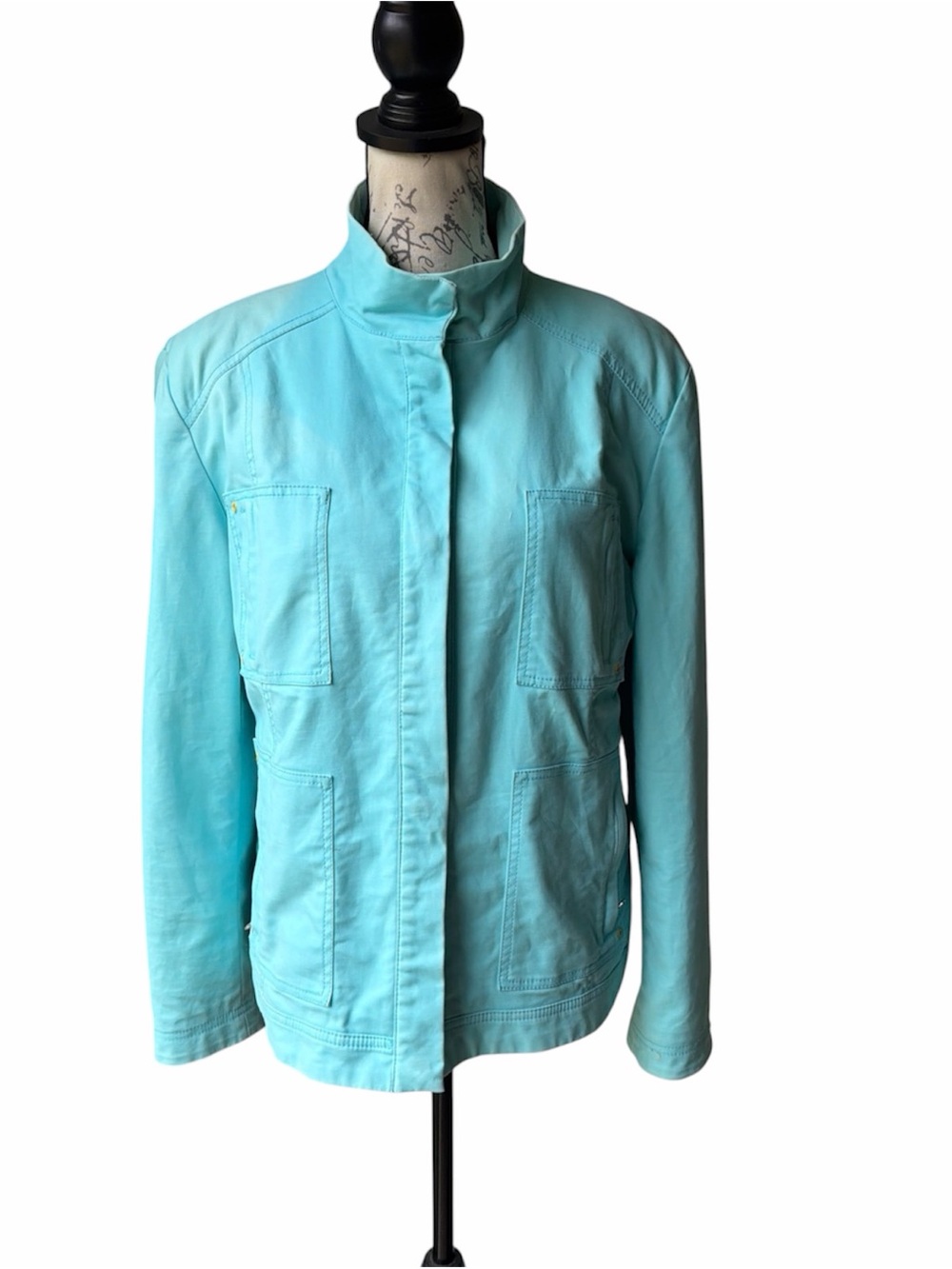 Kenneth Cole Reaction Sky Blue Button Down Zip Pockets Lined  WM SZ  XL